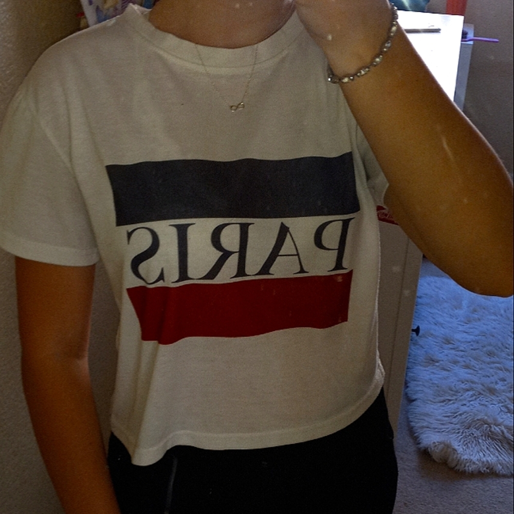 cropped white "Paris" shirt